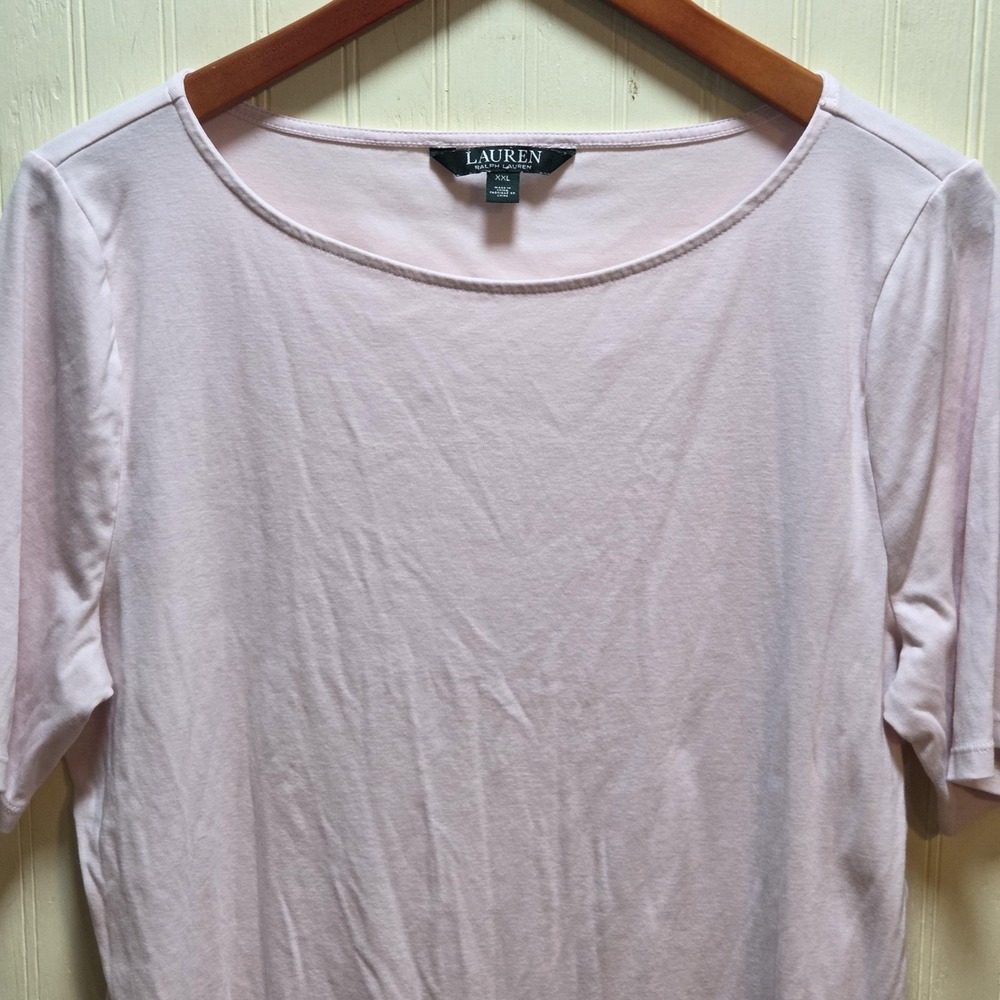 Lauren Ralph Lauren Womens XXL Light Pink Short Sleeve Scoop Neck Cotton T-Shirt